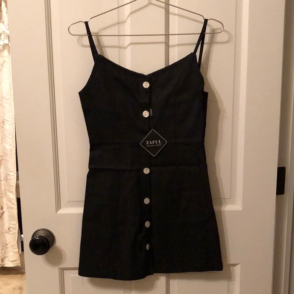 Zaful Dresses & Skirts - Zaful Black denim mini dress- size small